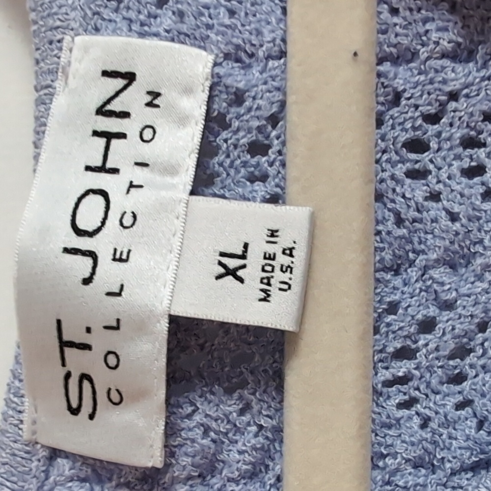 St. John Periwinkle Blue Ribbed 3/4 Sleeve Sweater - Picture 2 of 6